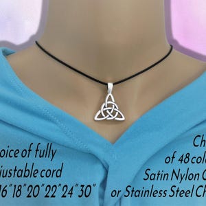 Triquetra Pendant Necklace, Celtic Knot Jewellery,  Cord or Chain