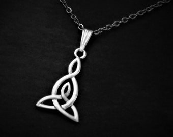 Celtic Mother Child Knot Pendant Necklace on Cord or Chain, Motherhood Jewelry Gift, Adjustable or 16 18 20 22 24 30 inch Stainless Steel