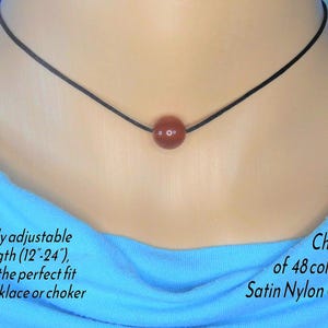 Red Agate Necklace,  Simple Chakra Cord Choker, Unisex Adjustable length