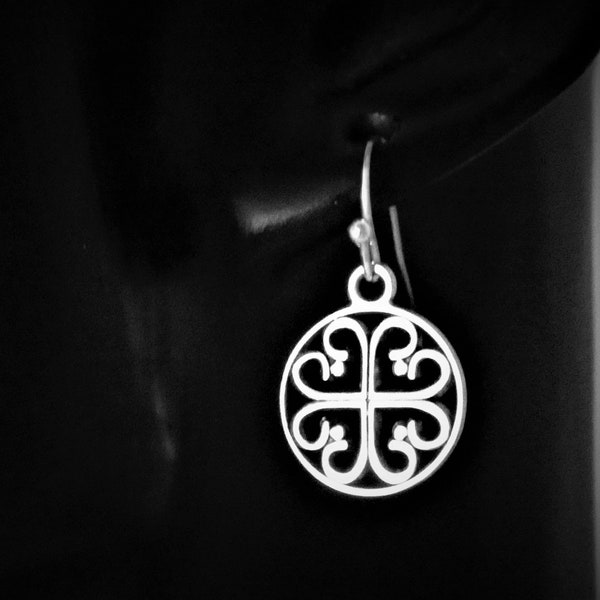 Celtic Shield Earrings for pierced or non pierced ears, Celtic Jewelry Gifts, Clip on or lever back, 925 sterling Silver, Hypoallergenic