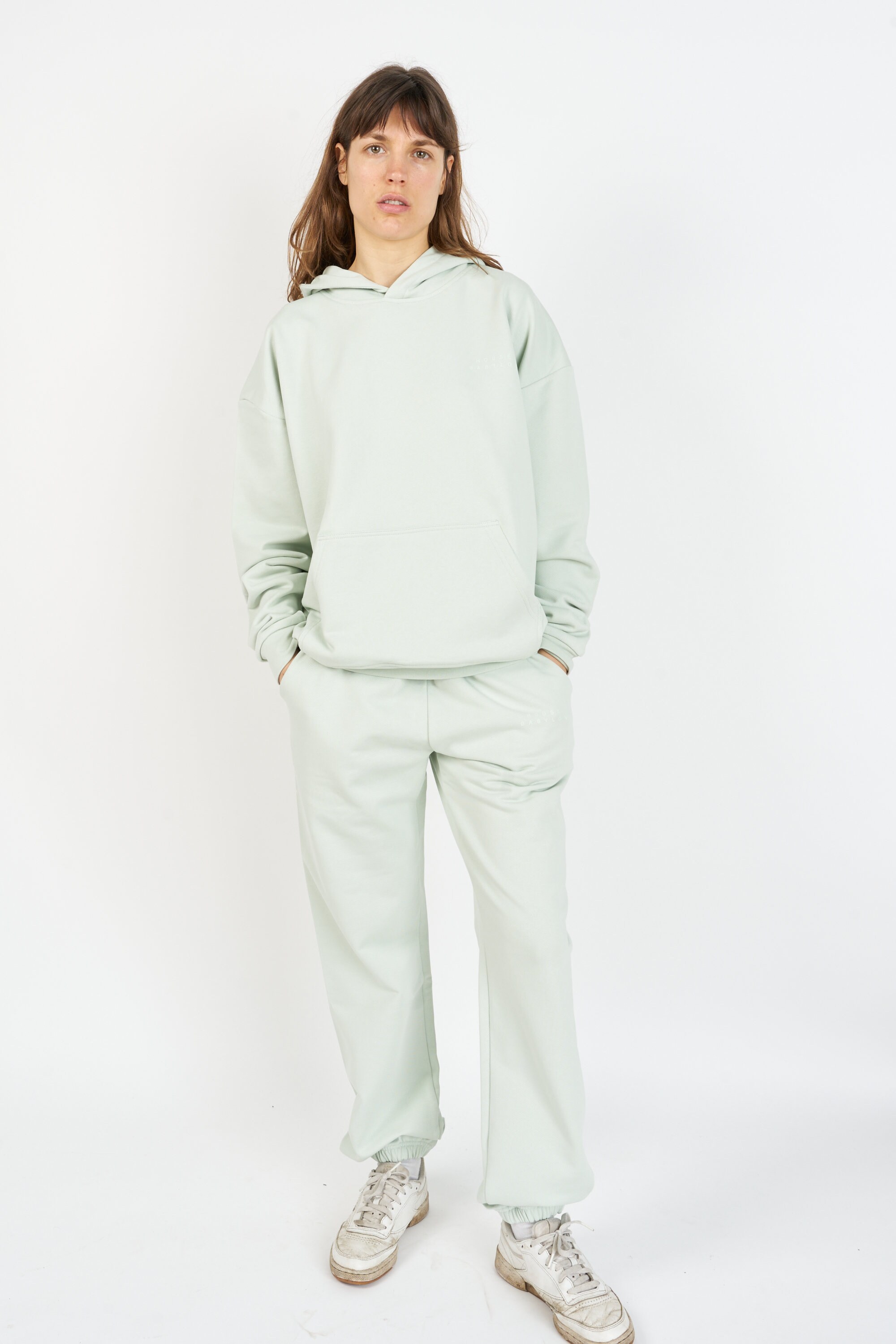 House Babylon Men’s Women’s Pyjama Set Cotton Loungewear Sleepwear Hooded Top & Bottom Sets Light Green