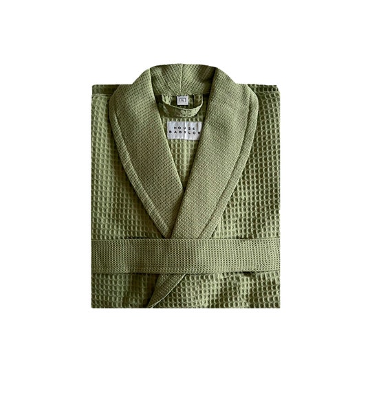 Clothing Gender-Neutral Adult Clothing Pyjamas & Robes Dressing gowns House Babylon Unisex Bathrobe Waffle Dressing Gown 230 GSM Pure Turkish Cotton Oeko-Tex Certified Bath Robes For Men And Women LAUREL GREEN 