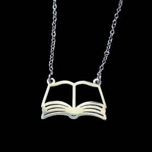 Open book pendant, Necklace for Book lovers, book Jewellery, Bookish Gift, Minimalist Necklace,