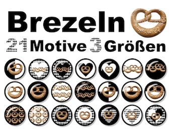 Cabochon templates pretzels black and white, download, traditional look, 21 motifs, 3 sizes