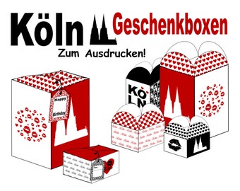 Geschenkboxen Köln zum Ausdrucken, Schachteln, DIY, Download, Geburtstag, Weihnachten, Advent, Geschenkanhänger