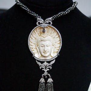 14k Yellow Gold Genuine Pave Diamond Gemstone Carving Buddha - Etsy