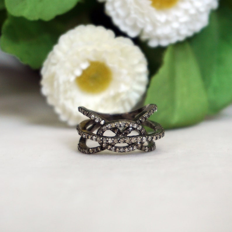 Handmade Genuine Pave Diamond Designer Cross Ring Solid Sterling Silver 925 Fashion Jewelry Good Lock Jewelry Gifts Christmas