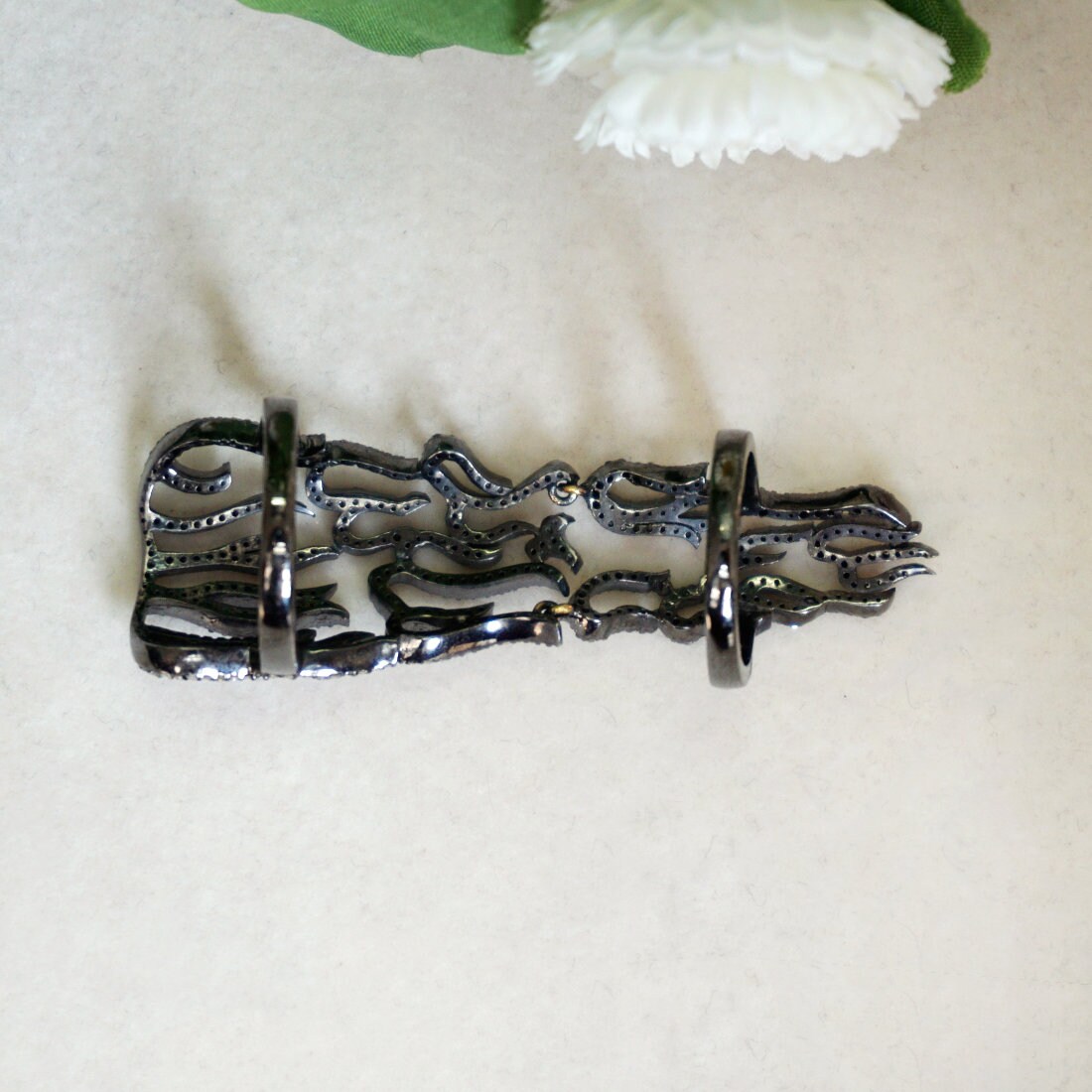 Natural Black Diamond Full Finger Knuckle Ring Handmade 14k Etsy