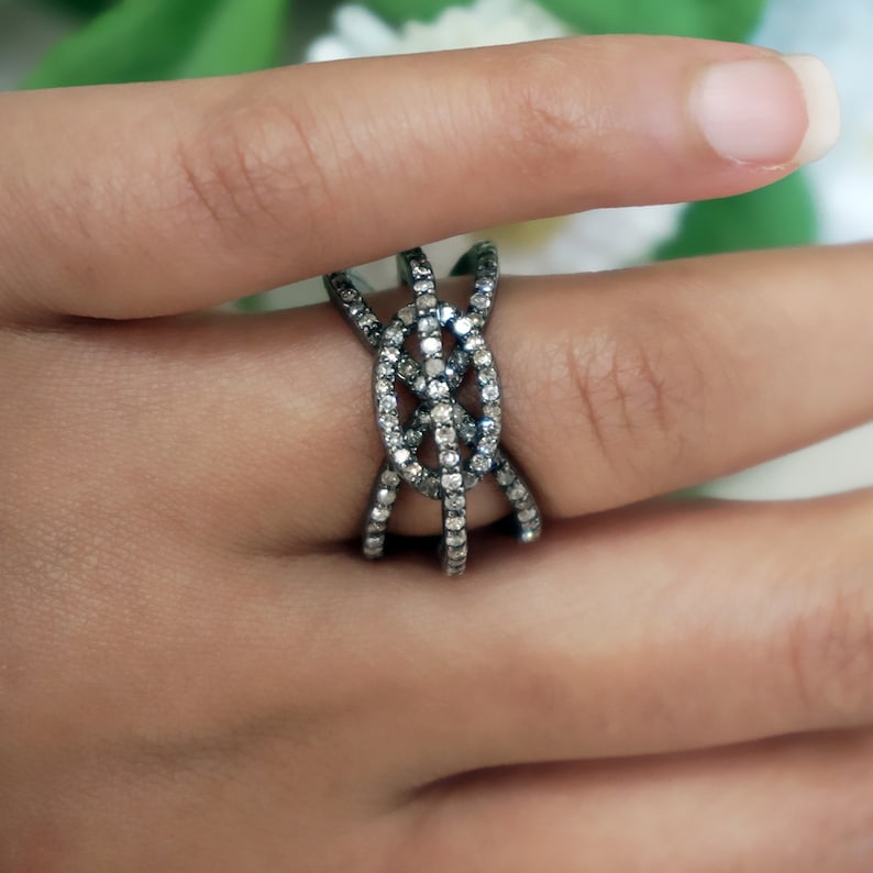 Handmade Genuine Pave Diamond Designer Cross Ring Solid Sterling Silver 925 Fashion Jewelry Good Lock Jewelry Gifts Christmas