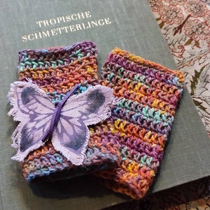 Arm warmers Mariposa crocheted rainbow virgin wool butterfly warm winter autumn image 3