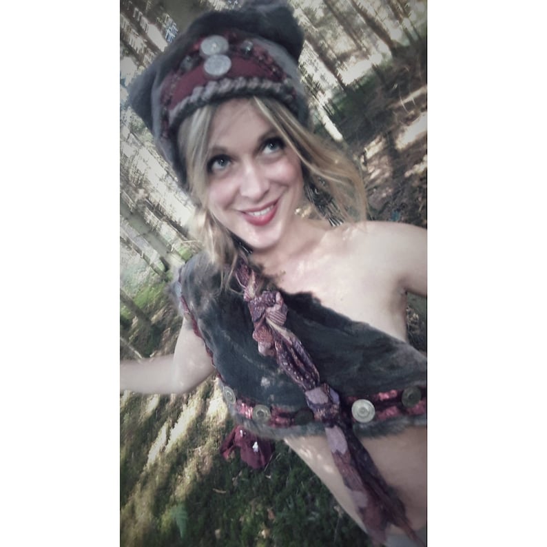 Hat and stole Out of the mouse boho gypsy gypsy crocheted fur for vintage elf headpiece fairytale