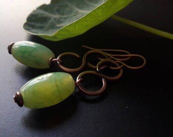 Earrings "Infinity Candy" copper infinity symbol semiprecious stones copper earrings wire work