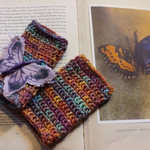 Arm warmers Mariposa crocheted rainbow virgin wool butterfly warm winter autumn image 2