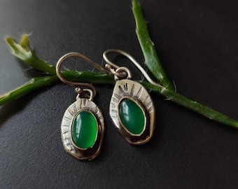 Silver Earrings "Little green gem" Agate Green Silver Silver Jewelry Earrings Silver Green Agate