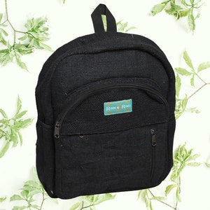 PURE HEMP BACKPACK | Vegan, Cruelty Free & Eco Friendly | Black School Bag Sustainable Rucksack Festival Bag Ethical Daypack