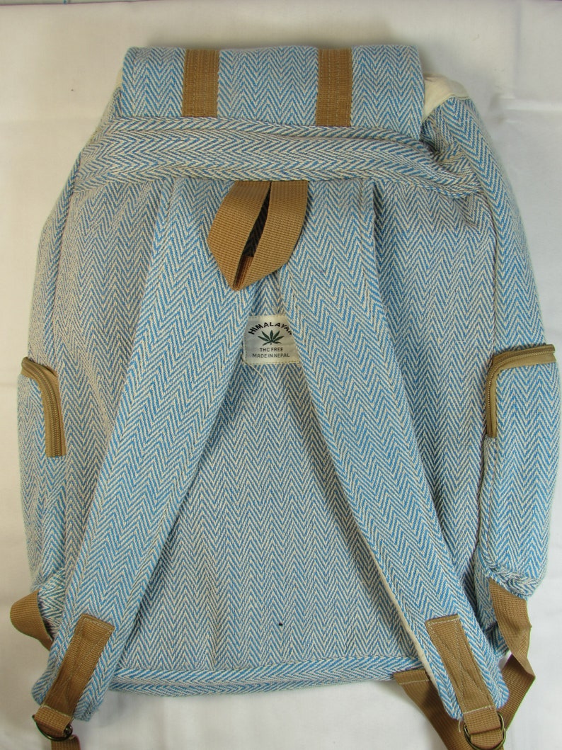 Himalayan Hemp Turquoise Eco Friendly Made in Nepal Organic 100/% Vegan Hemp Backpack Handmade Adventure Pack Boho Bag