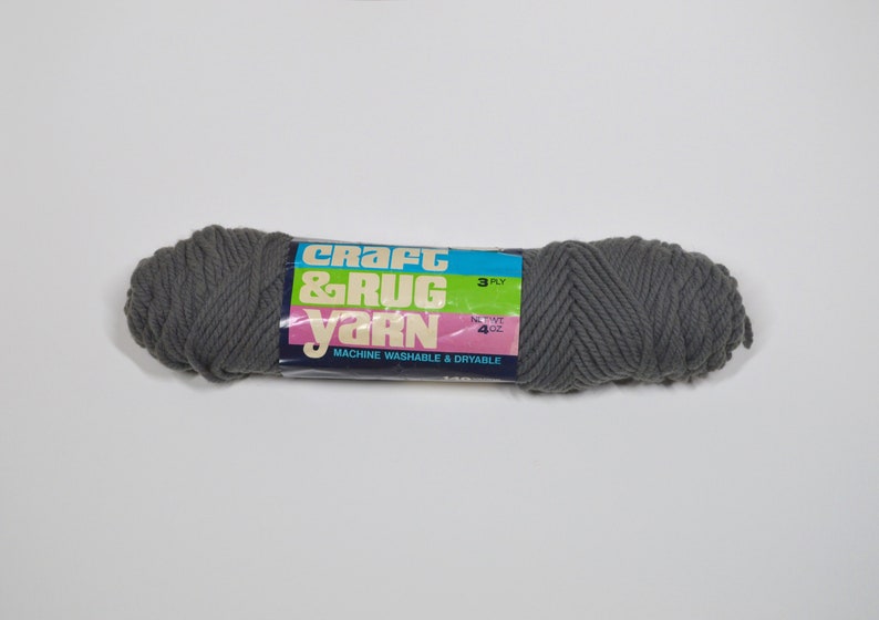 Vintage Coats And Clark Rug Yarn Dark Grey Tango Heavy Image 0