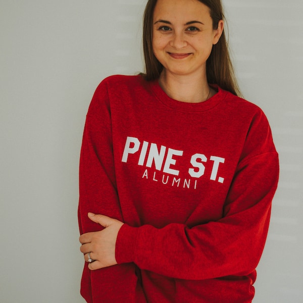 Pine Street Alumni | Warrensburg Sweatshirt | University of Central Missouri | Red | College | Unisex Men's Women's | Gift | Graduation | MO