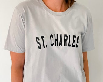 St. Charles Tee | Missouri T Shirt | Grey | Women's | St Louis | Ringspun | Gifts for Her HIm | Minimalistic | Katy Trail | Lindenwood