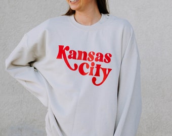 Kansas City Sweatshirt | Missouri Sweatshirt | KCMO | Red | Vintage | Unisex Men's Women's | Chiefs| MO | Gift for Him Her | Tan | Missouri