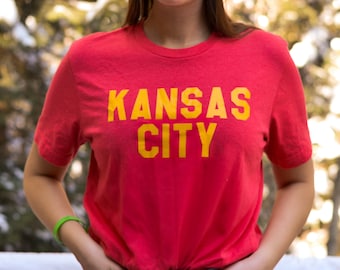 Kansas City Football Tee | Missouri Shirt | KC Tee | Chiefs | Unisex Men's Women's | Red | Gifts for Her | Him | Red Soft | Valentine's Day
