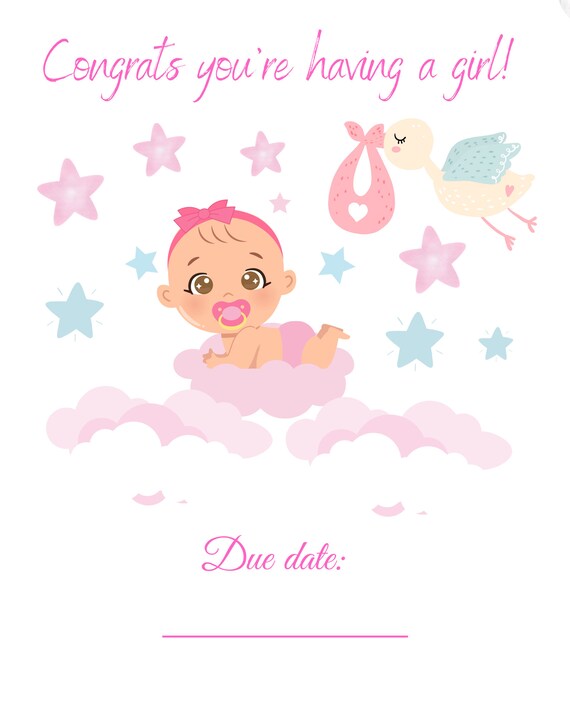 Congrats Its a Girl Printable Baby Announcement Baby - Etsy Australia