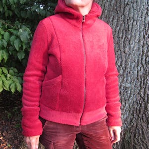Sewing pattern &#39;Roja&#39;, women&#39;s sweat jacket with hood + pockets, comfortable fleece jacket with stand-up collar, size 32 - 50, NOT a paper pattern