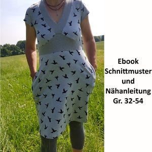 Sewing pattern &#39;Tilda&#39; - playful women&#39;s tunic - comfortable short jersey dress with seam pockets - jersey shirt with dividing seams - sizes 32-54