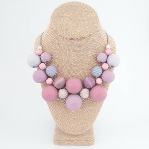 Lavender and purple wood bead necklace