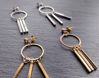 BTS Inspired Bar Drop Earrings, Kpop Jewelry, Stainless Steel Option