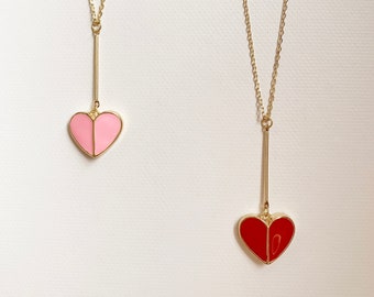 Enamel Heart Charm Necklace: Kawaii Kitsch Korean Fashion
