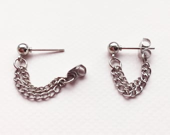 BTS Inspired Chain Link Stud Earrings: Minimalist Korean Jewelry