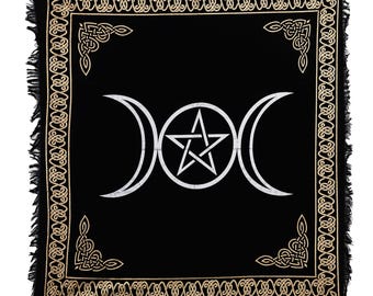 Dreifacher Mond Pentagramm Altartuch: Handgefertigtes Dekorationsstück aus Baumwolle