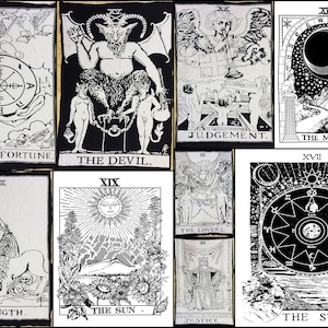 Cartaz de Carta de Tarô de Tapeçaria Pequeno Algodão Espalhado Bruxaria O Sol, A Lua, A Estrela, Diabo, Morte, Amantes e Similarmente por Consignatários Indianos