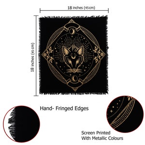 Indian Consigners Tela De Altar Fases De Luna Sol, Star & Moon Universe Premium Brujeria Alter Tarot Spread Top Cloth Wicca Square Spiritual 18 X 18