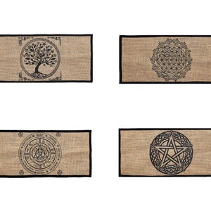 Pagan Altar Cloth: Organic Jute Burlap Wiccan Tarot Table Cover
