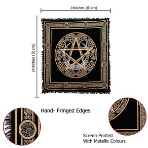 Handgemaakte Wicca altaarkleed: katoenen tafelkleed met pentagram en halve maan hekserij afbeelding 6