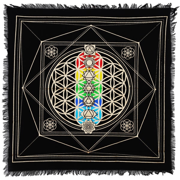 Consignateurs indiens Alter Tarot Divination Seven Chakra Tarot Spread Witchcraft Witchery Table Cover Altar Cloth