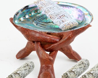 Handgesneden houten cobra-statief: altaardecor, kristallen display