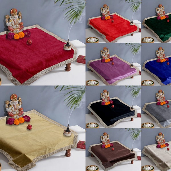 Indian Consigners Altar Cloth Christian Religious Ritual/Spiritual Cloth Table Cover Multipurpose Uses Golden Shinny Border 18 X 18"