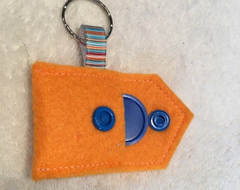 Einkaufswagenchip-Tasche Orange/Blau Stern