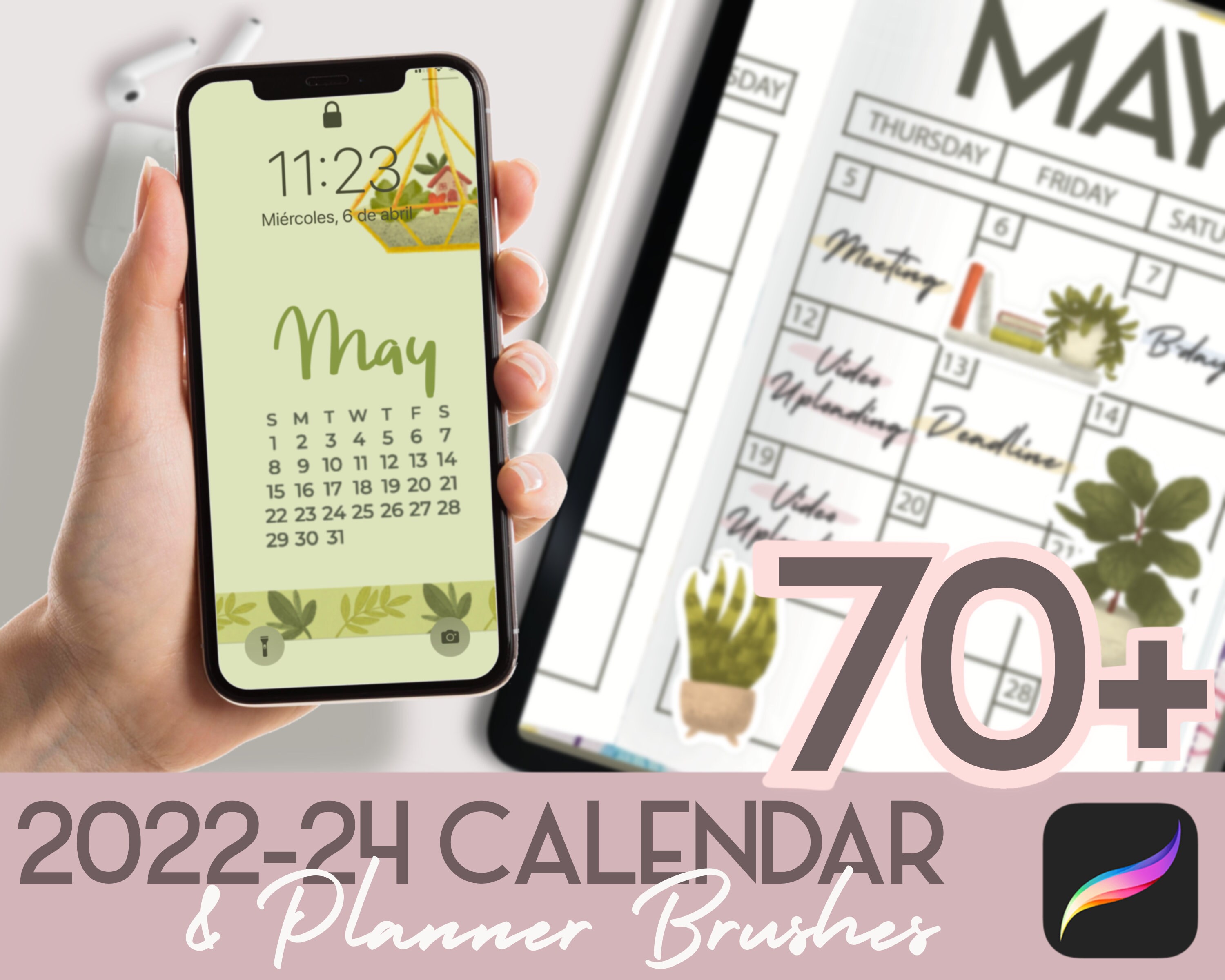 Procreate Stamps / 13 Calendar Stamps / 2021 Year and Month / Planner  Stamps / Calendar Clip Art: Personal or Commercial Use 