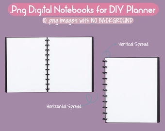 Png Notebook mockup images for digital planner, digital bullet journal or journals | Png files no background