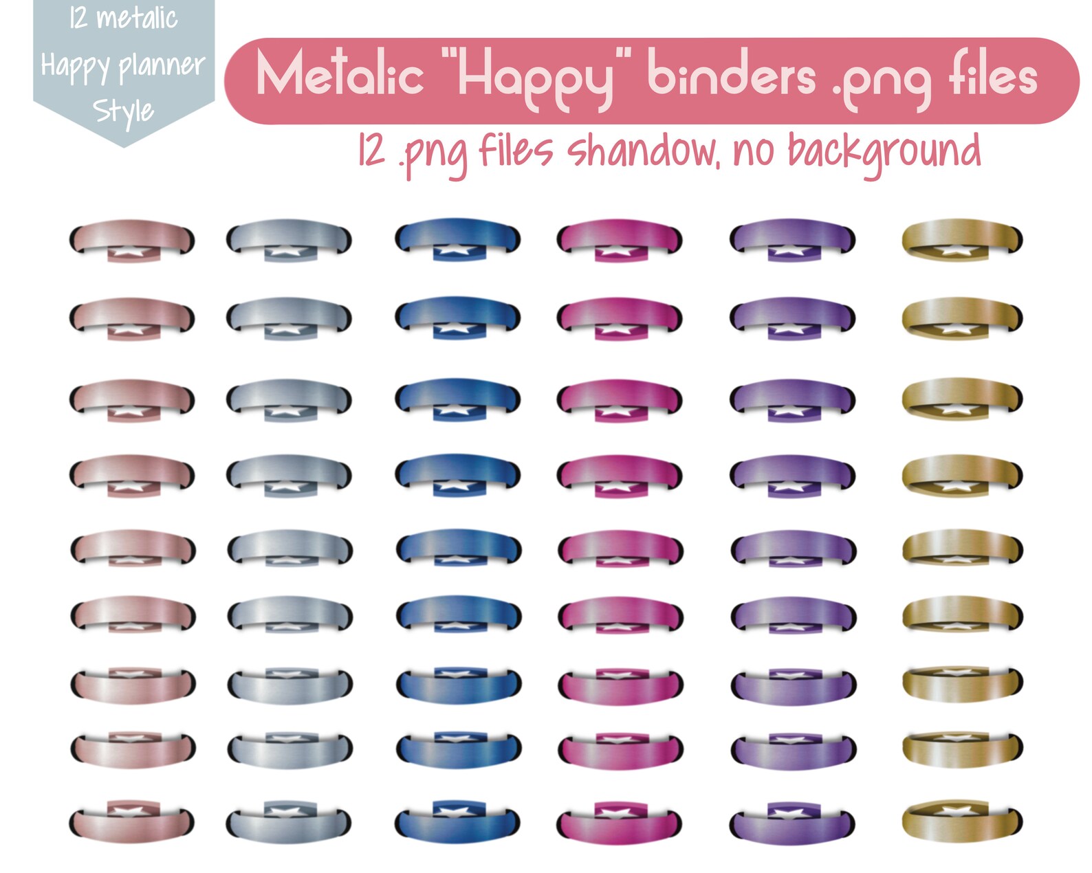 Metallic and Realistic happy Planner Binder Rings Etsy