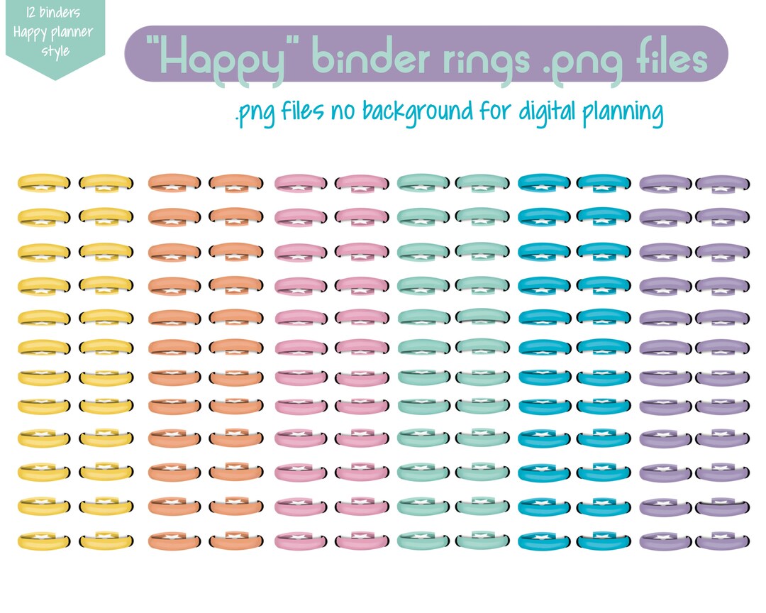 Colourful and Realistic happy Planner Binder Rings Etsy