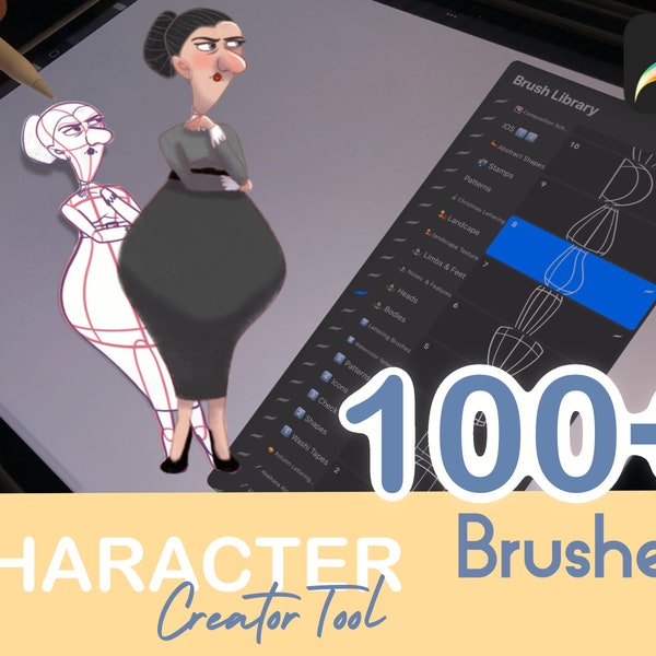 Character Creator Drawing Guide Procreate Brushes | Shape Stamp Brushes for Procreate | Anatomy Parts | Character design tool