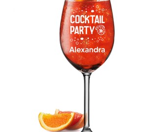 GRAVURZEILE Leonardo Aperol Bicchiere con incisione – Ricetta Aperol – Bicchiere da vino per sangria, Lillet & altro – Idea regalo per gli amanti del