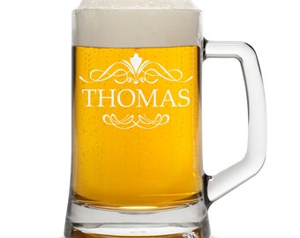 Caneca de cerveja Leonardo 0,5 litro com gravação orna...