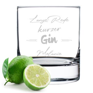 Ginglas wunschgraviert mit Spruch: Lange Rede kurzer Gin