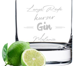 Ginglas wunschgraviert mit Spruch: Lange Rede kurzer Gin